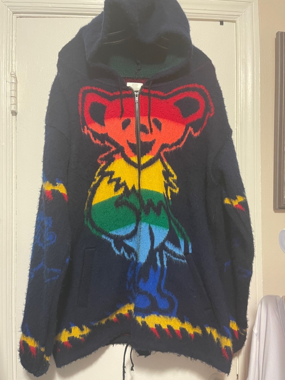 Grateful Dead Navy Zip Up Sweater Jacket with Rainbow Bear XL unisex